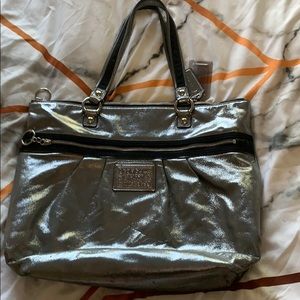Metallic silver Coach bag